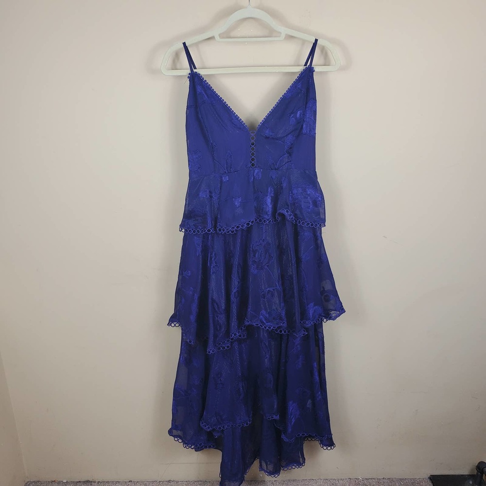 (ASOS) Indigo Tiered Ruffle Midi Dress